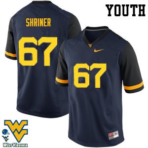 Youth West Virginia Mountaineers NCAA #67 Alec Shriner Navy Authentic Nike Stitched College Football Jersey NN15T03JS